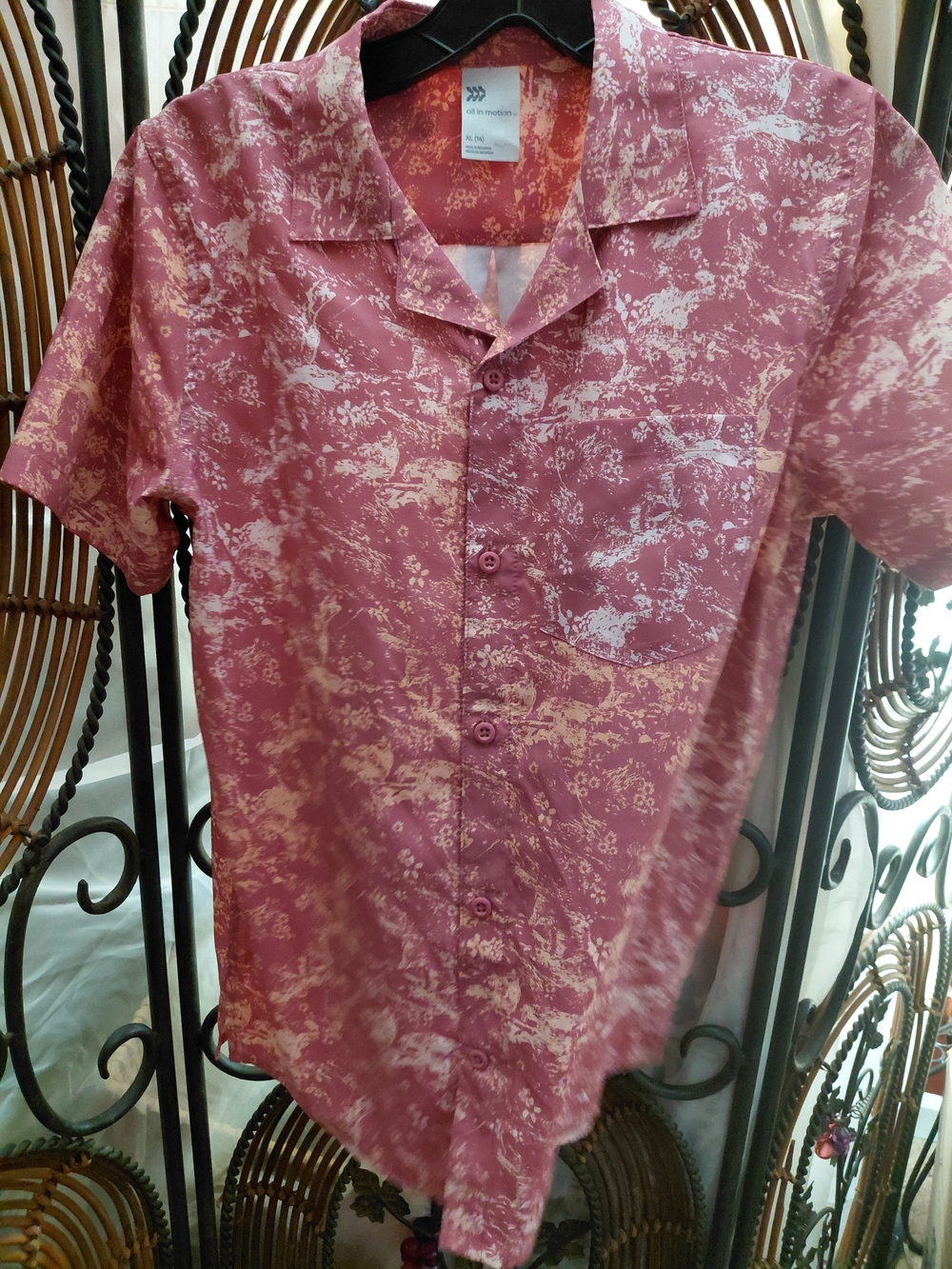 all in motion Dusty Rose Printed Button-Down Camp Shirt